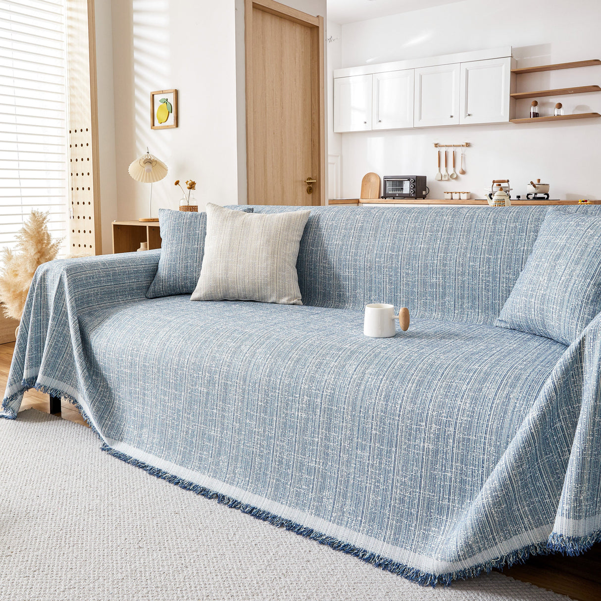 Couch Cover Blanket Couch Covers for Most Shape Sofas Washable Durable Sofa Throw Cover with Tassels