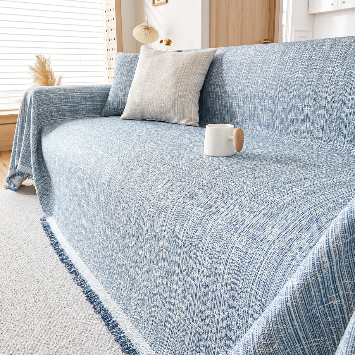 Couch Cover Blanket Couch Covers for Most Shape Sofas Washable Durable Sofa Throw Cover with Tassels