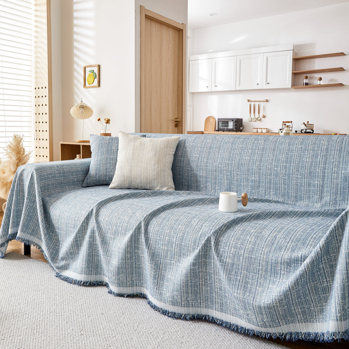 Couch Cover Blanket Couch Covers for Most Shape Sofas Washable Durable Sofa Throw Cover with Tassels