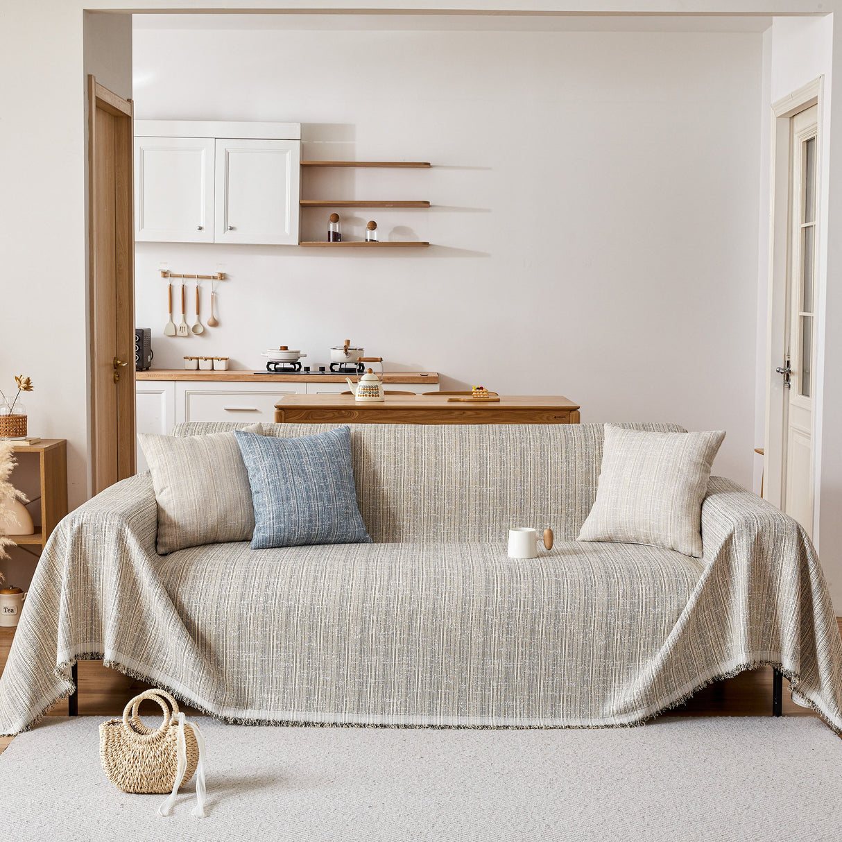 Couch Cover Blanket Couch Covers for Most Shape Sofas Washable Durable Sofa Throw Cover with Tassels