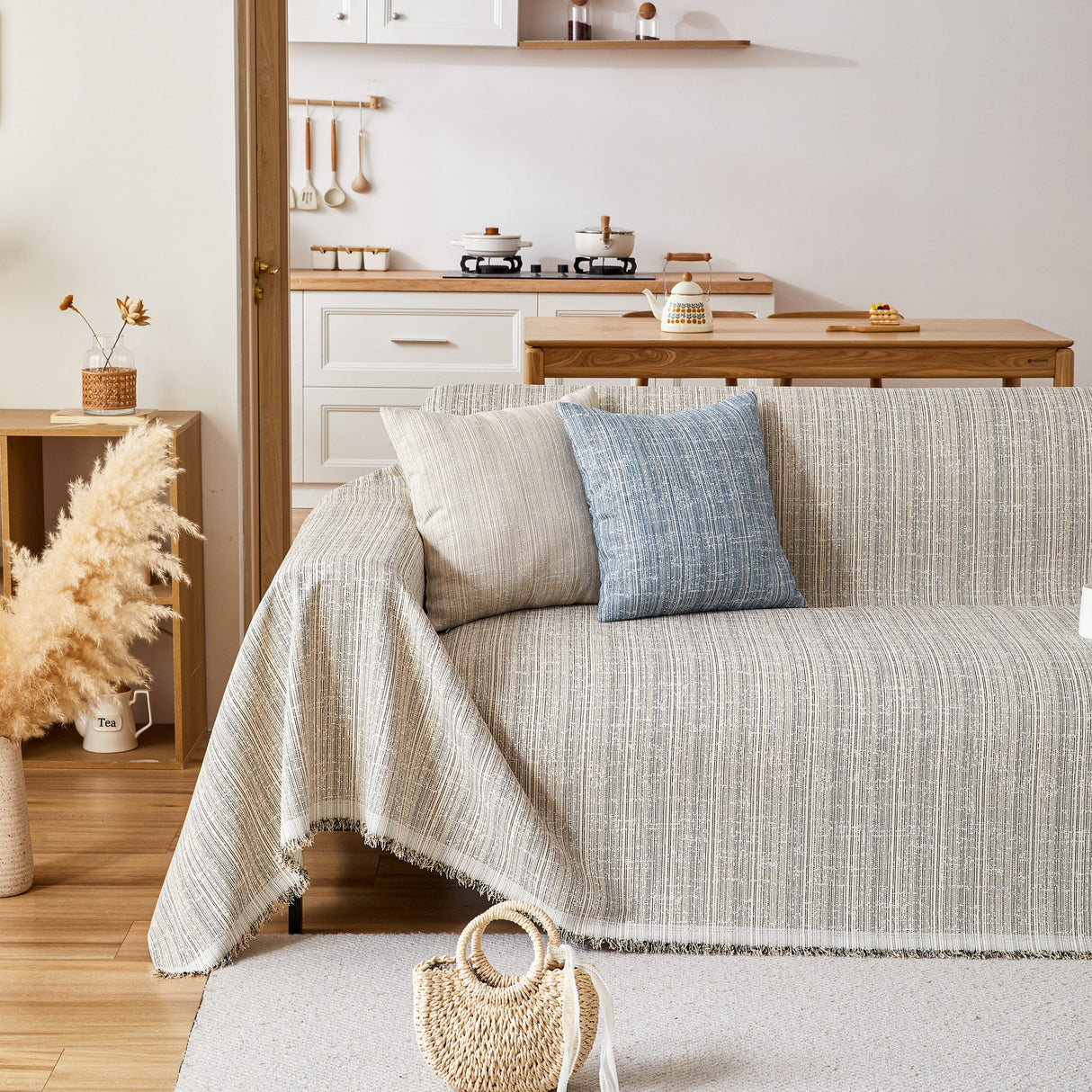 Couch Cover Blanket Couch Covers for Most Shape Sofas Washable Durable Sofa Throw Cover with Tassels