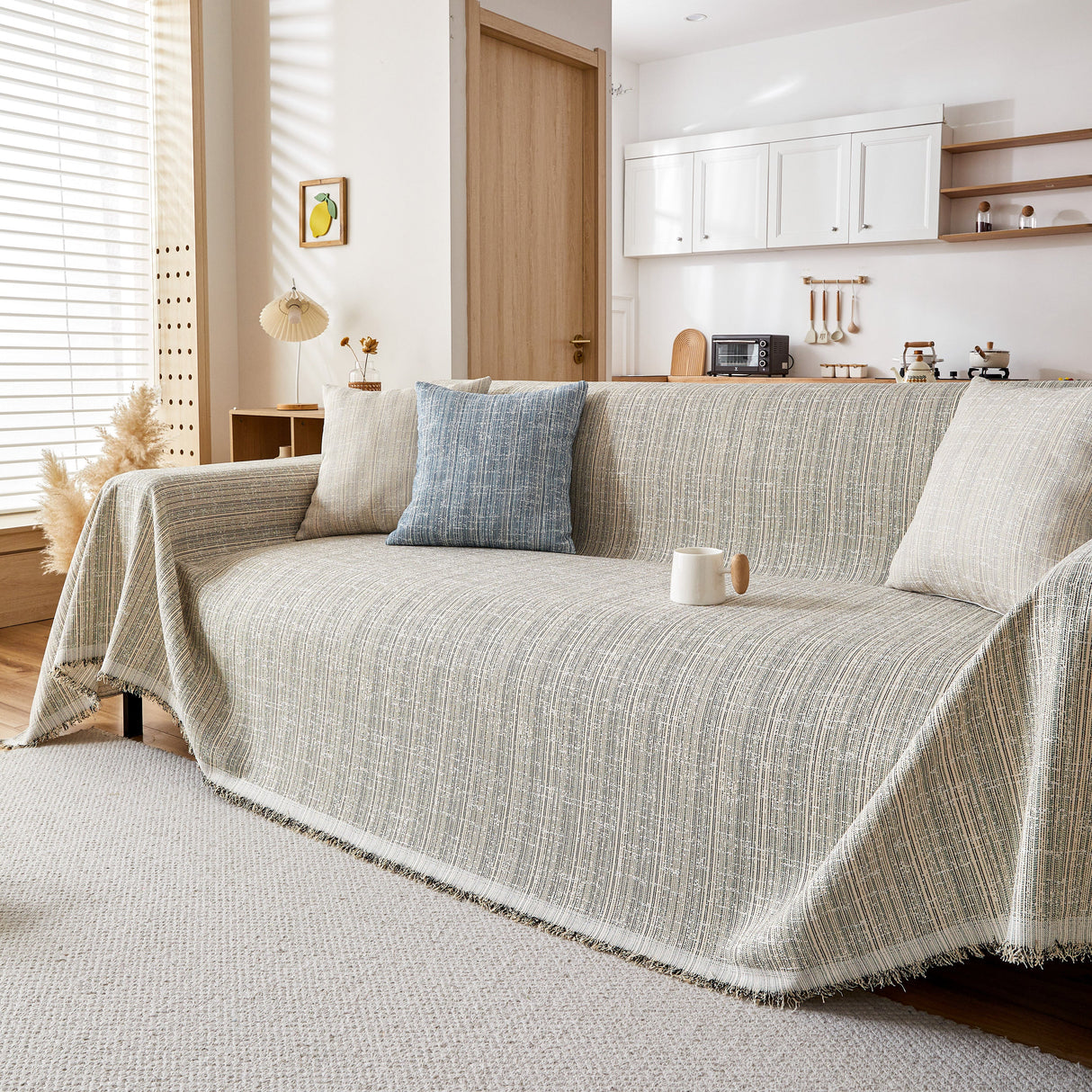 Couch Cover Blanket Couch Covers for Most Shape Sofas Washable Durable Sofa Throw Cover with Tassels