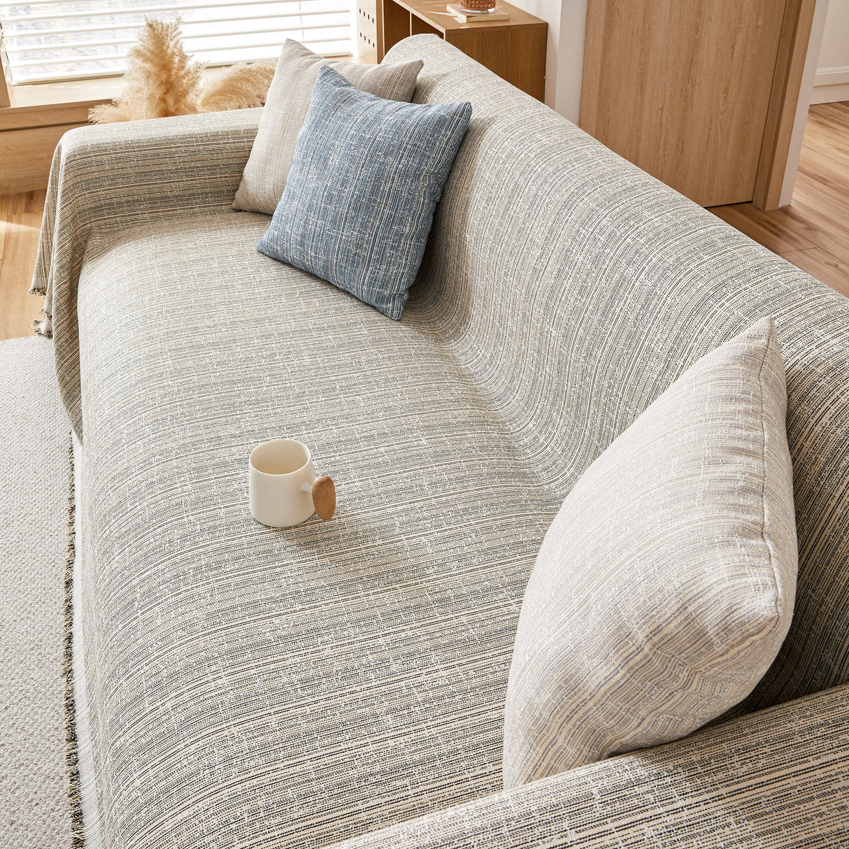 Couch Cover Blanket Couch Covers for Most Shape Sofas Washable Durable Sofa Throw Cover with Tassels