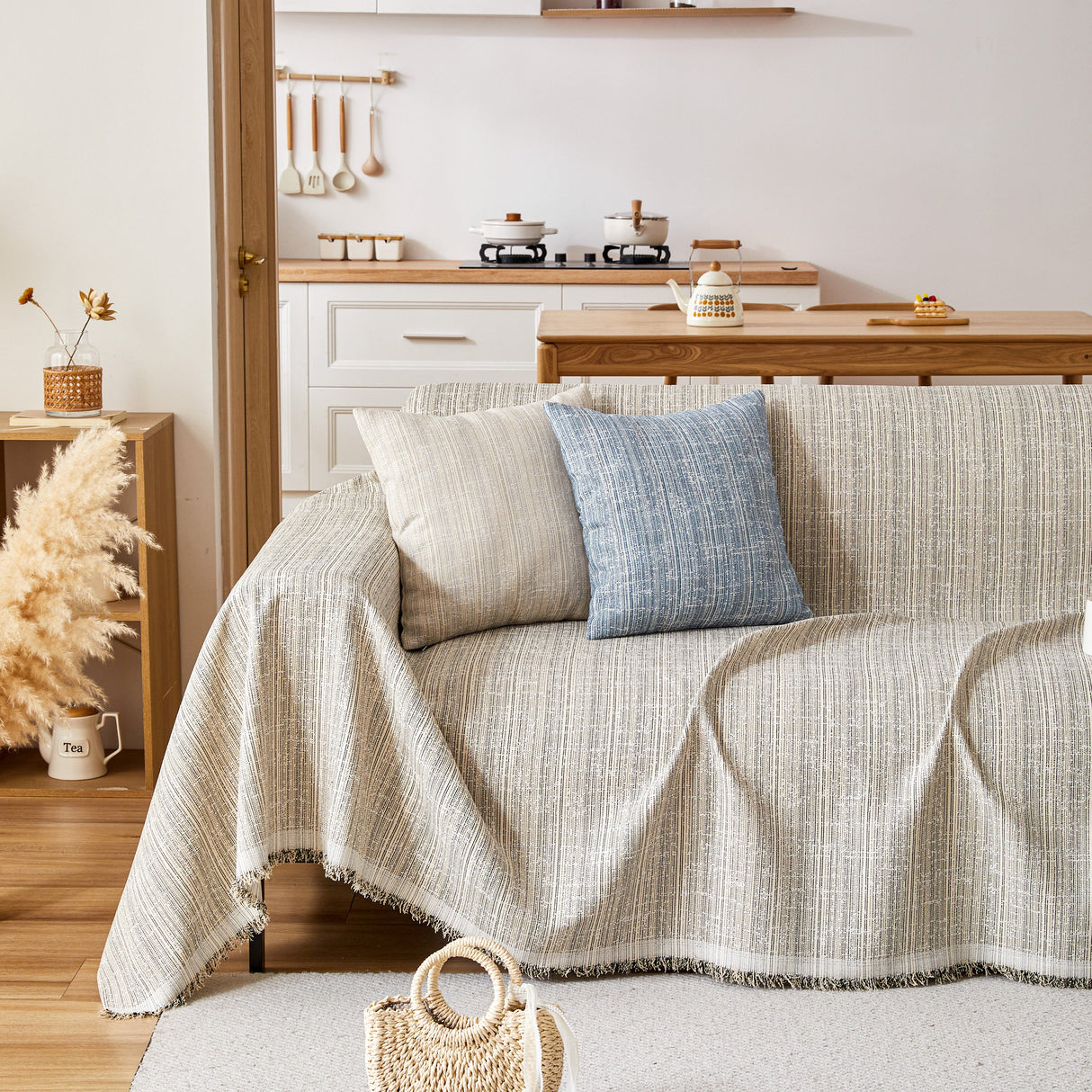 Couch Cover Blanket Couch Covers for Most Shape Sofas Washable Durable Sofa Throw Cover with Tassels