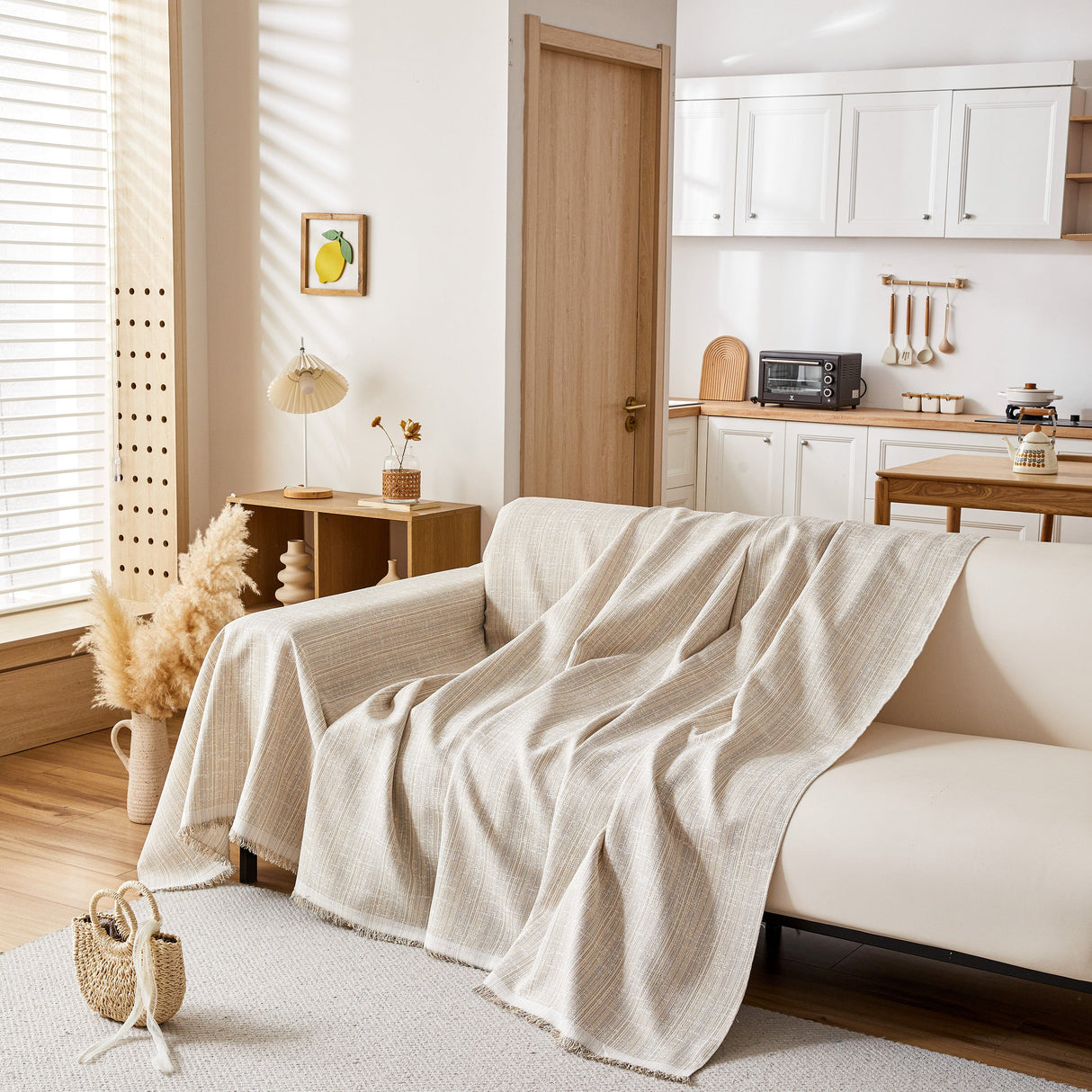 Couch Cover Blanket Couch Covers for Most Shape Sofas Washable Durable Sofa Throw Cover with Tassels