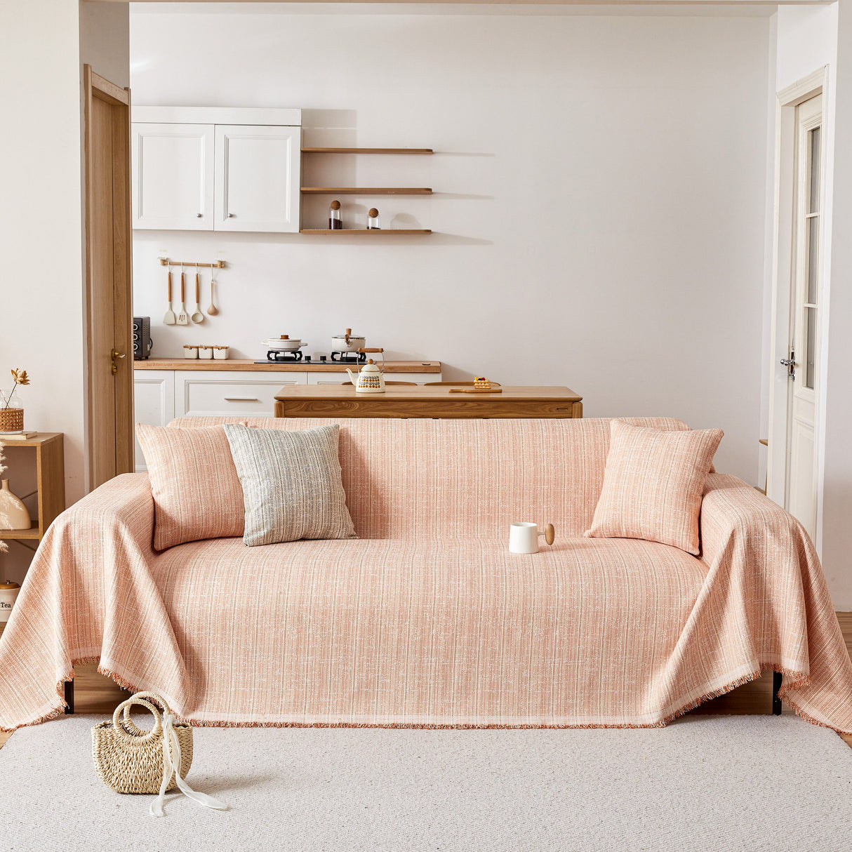 Couch Cover Blanket Couch Covers for Most Shape Sofas Washable Durable Sofa Throw Cover with Tassels