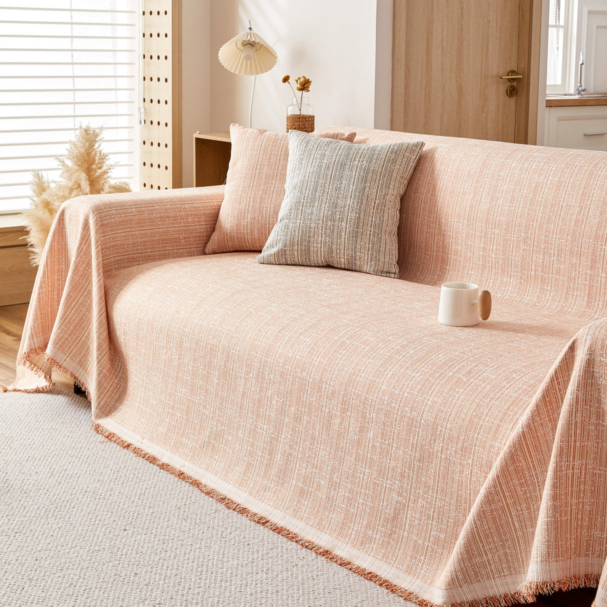 Couch Cover Blanket Couch Covers for Most Shape Sofas Washable Durable Sofa Throw Cover with Tassels