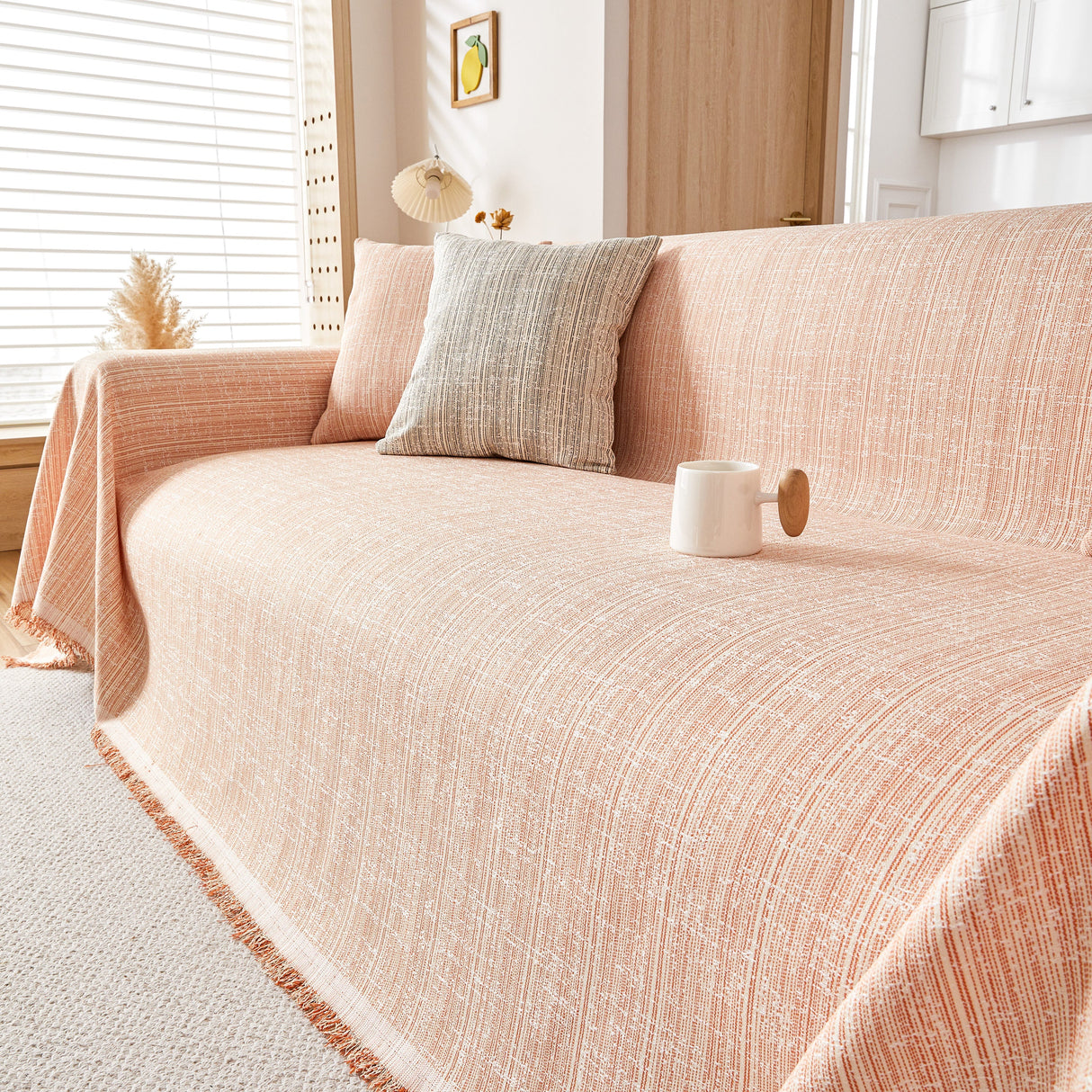 Couch Cover Blanket Couch Covers for Most Shape Sofas Washable Durable Sofa Throw Cover with Tassels