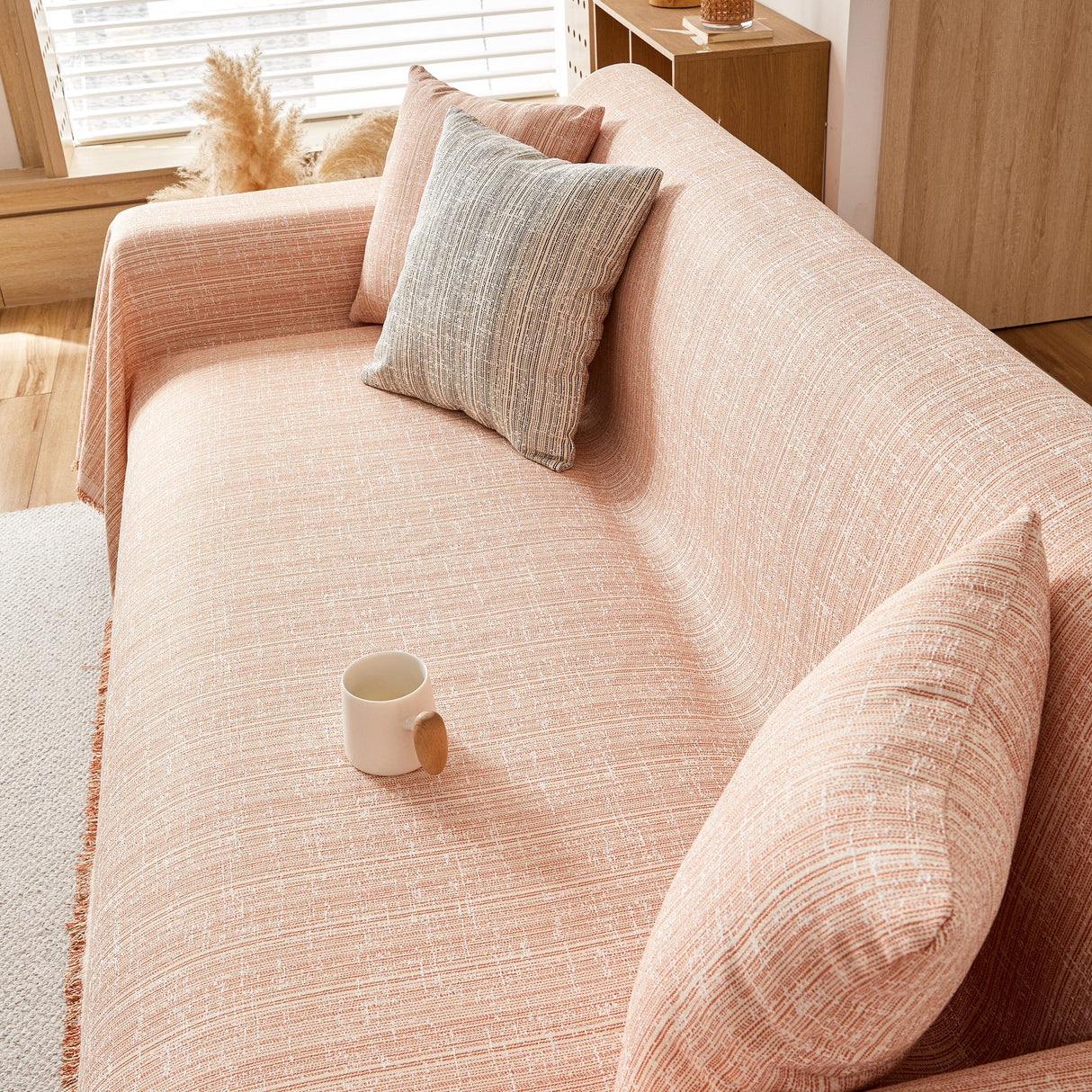 Couch Cover Blanket Couch Covers for Most Shape Sofas Washable Durable Sofa Throw Cover with Tassels