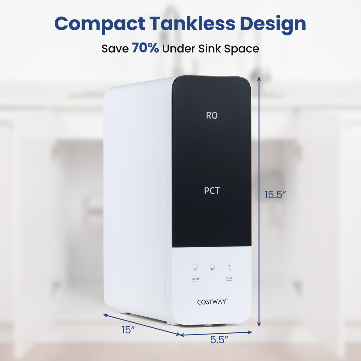 AW-RB05 Alkaline PH+ Reverse Osmosis Water Filter 800 GPD Tankless Under-Sink RO System-Black