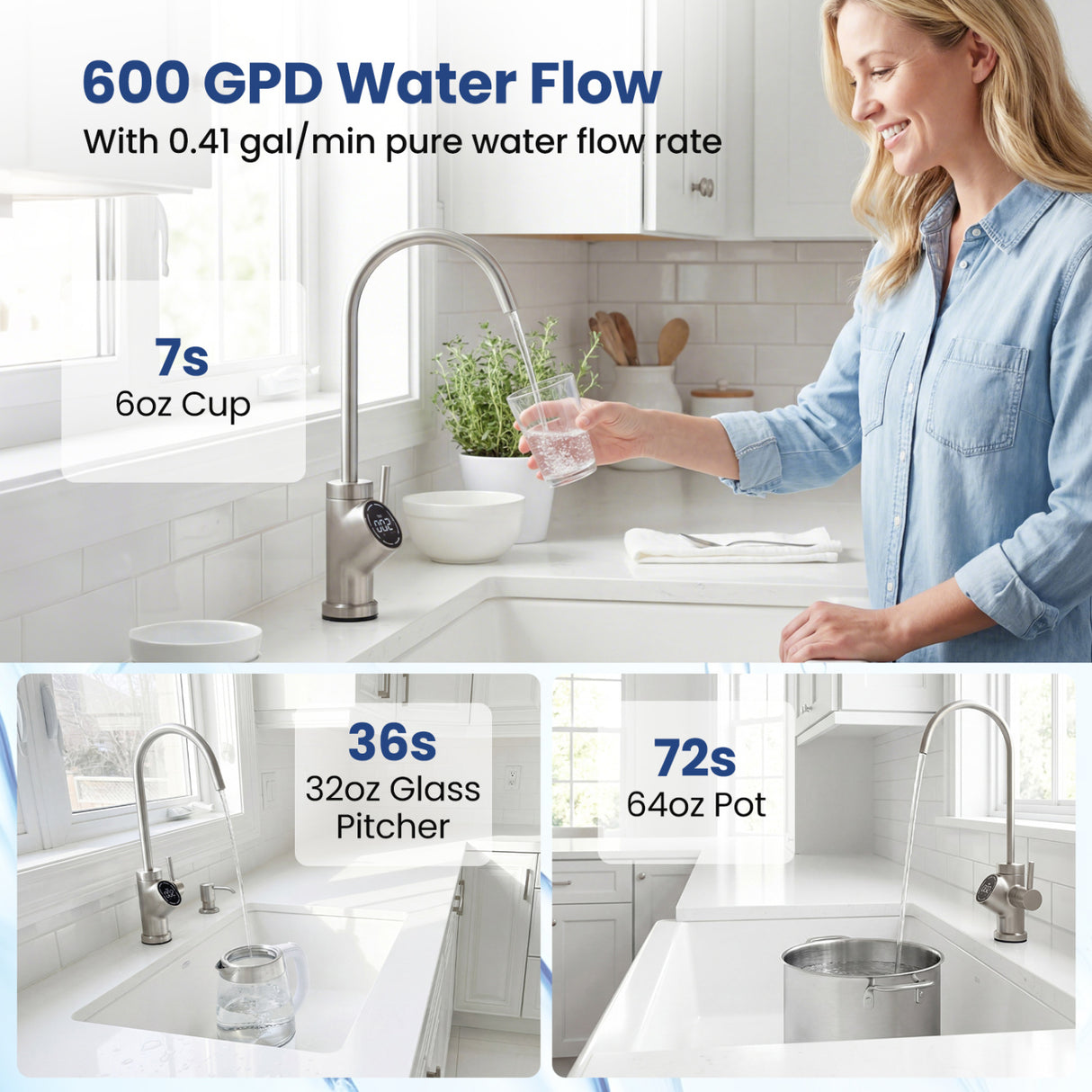 AW-RB05 Alkaline PH+ Reverse Osmosis Water Filter 600 GPD Tankless Under-Sink RO System-Black