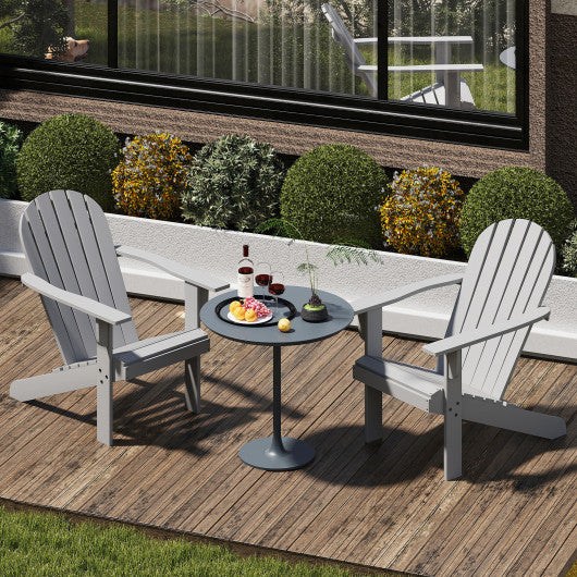 Acacia Wood Lounge Patio Adirondack Chair with Inclined Seat-Gray