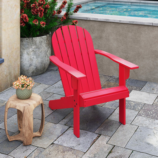 Acacia Wood Lounge Patio Adirondack Chair with Inclined Seat-Red
