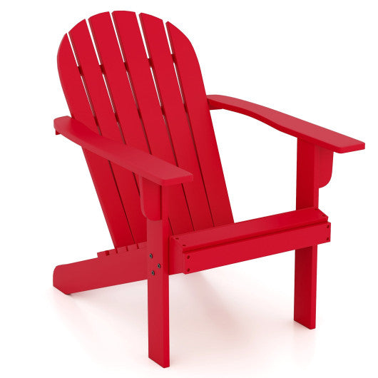 Acacia Wood Lounge Patio Adirondack Chair with Inclined Seat-Red