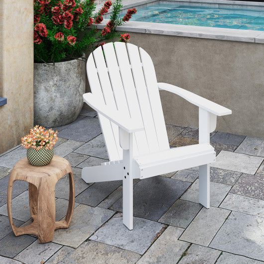 Acacia Wood Lounge Patio Adirondack Chair with Inclined Seat-White