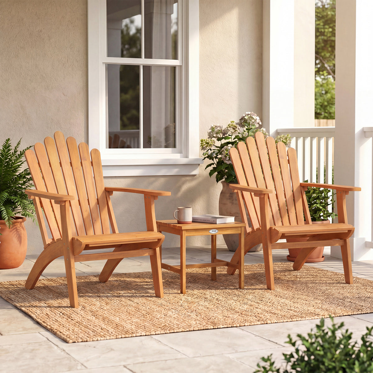 Acacia Wood Outdoor Patio Chair with 400 lbs Weight Capacity-Natural