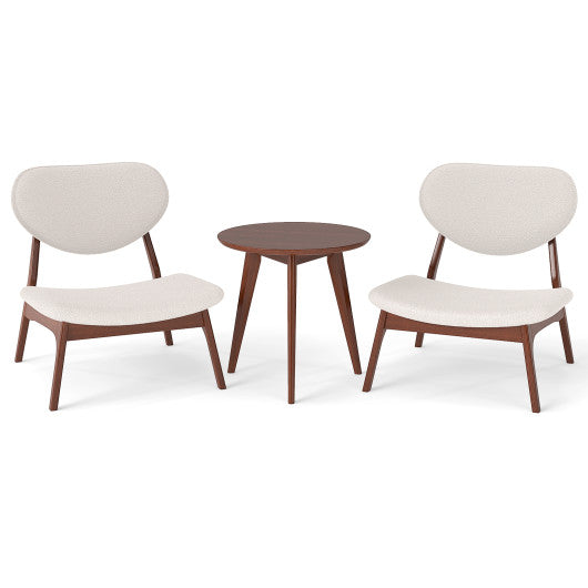 Accent Chairs Set of 2 with Side Table and Solid Wood Frame-Beige