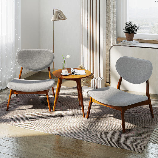 Accent Chairs Set of 2 with Side Table and Solid Wood Frame-Gray