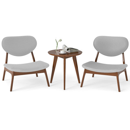 Accent Chairs Set of 2 with Side Table and Solid Wood Frame-Gray