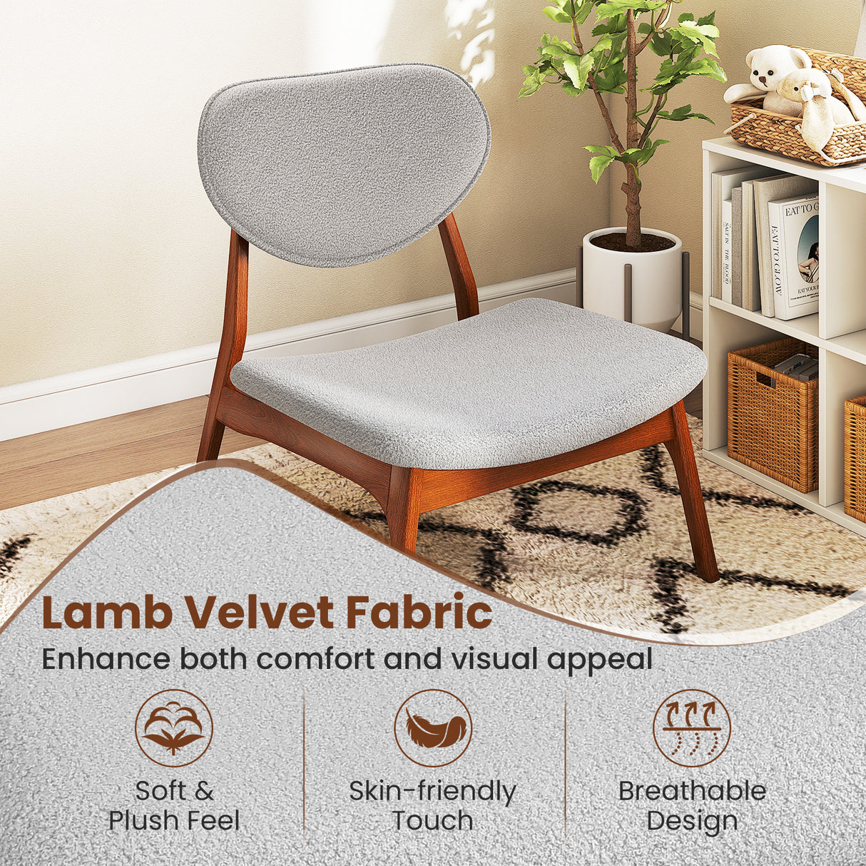 Accent Chairs Set of 2 with Side Table and Solid Wood Frame-Gray