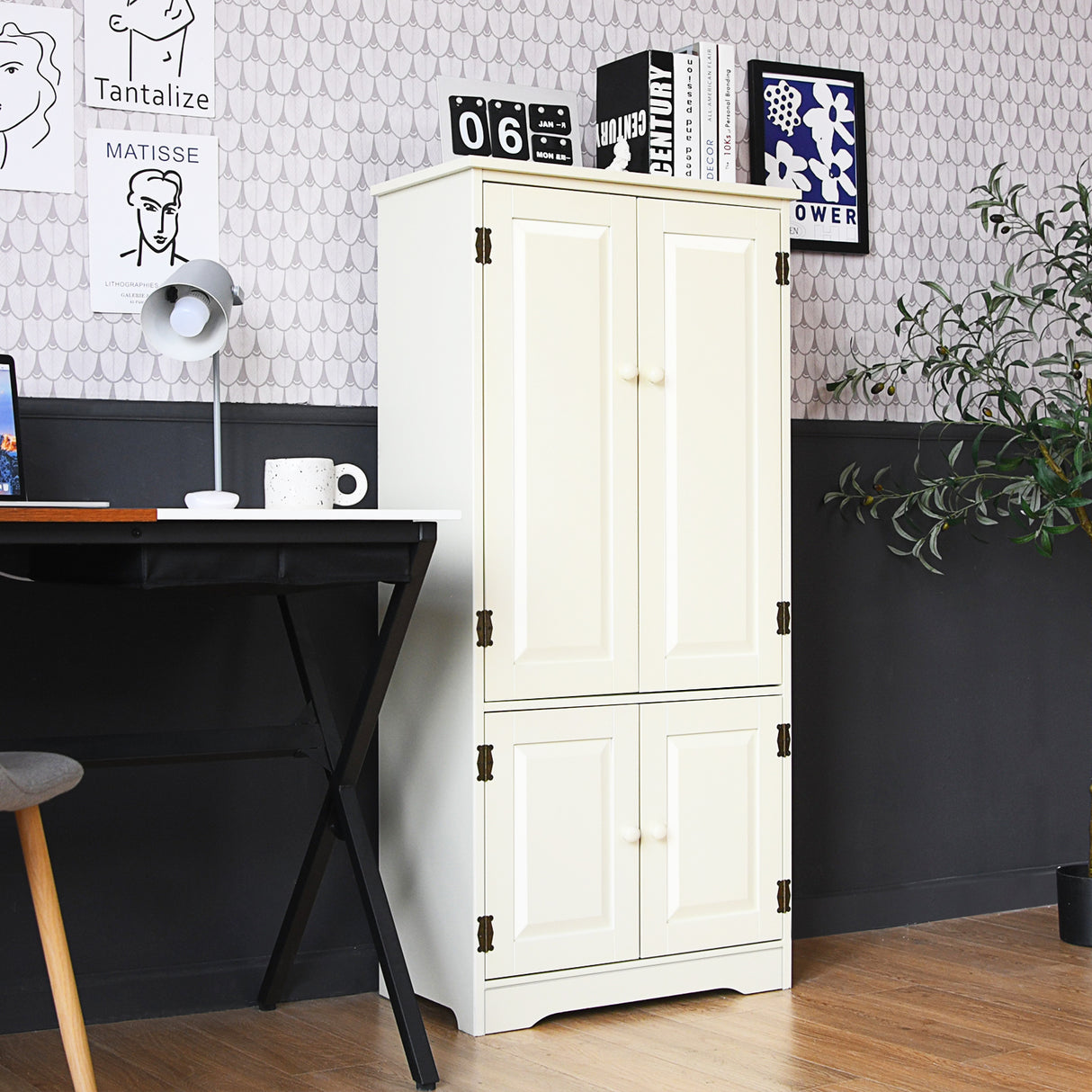 Accent Storage Cabinet Adjustable Shelves-Black