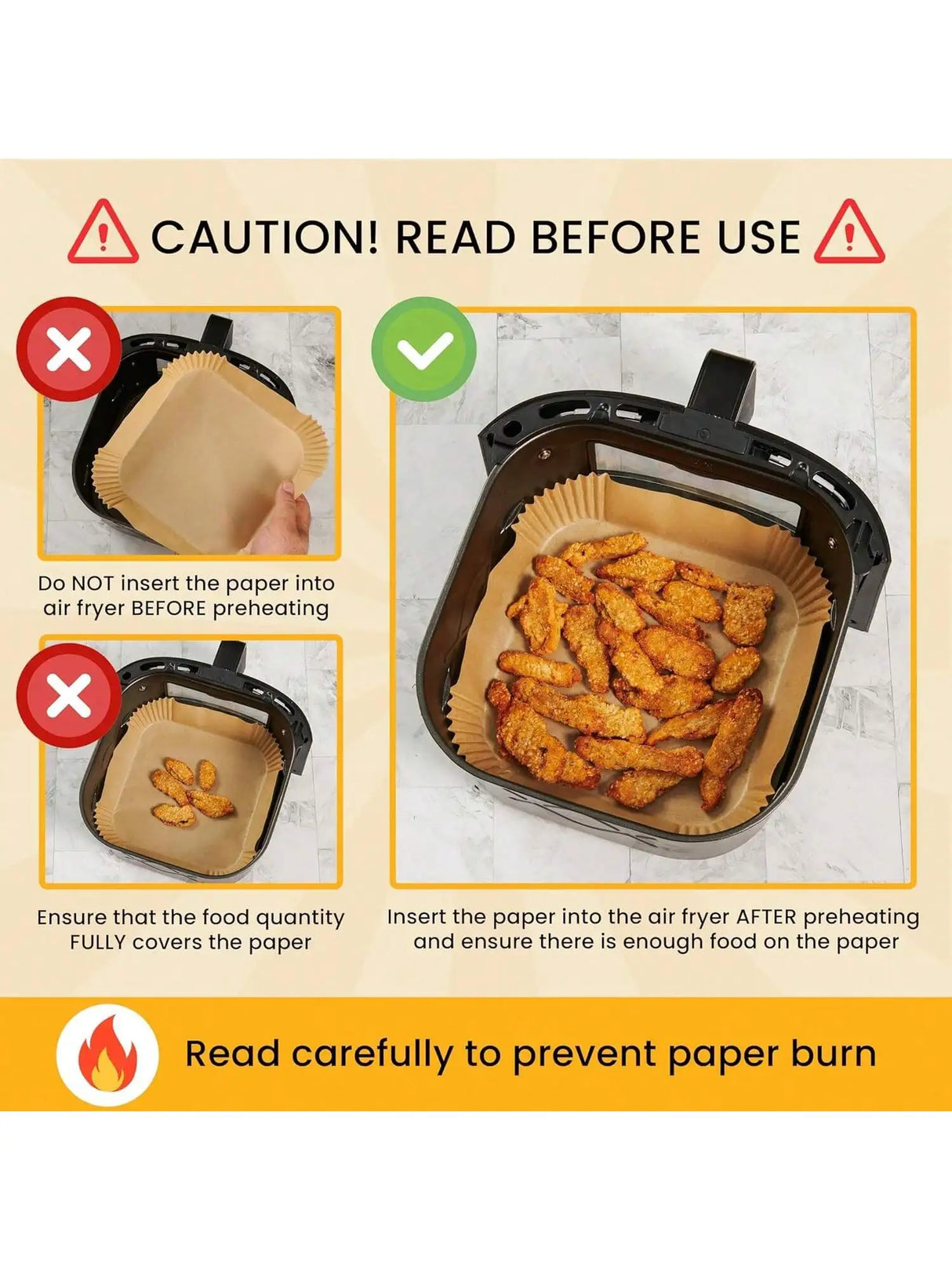 100pcs, Square Disposable Air Fryer Liners (9in), Paper Air Fryer Liner Pots, Paper Basket Bowls, Baking Trays, Oven Acces
