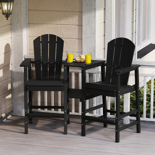 2-Seat Adirondack Chair All-Weather Adirondack Chair with Double Connecting Tray-Black