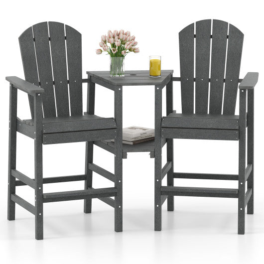 2-Seat Adirondack Chair All-Weather Adirondack Chair with Double Connecting Tray-Gray