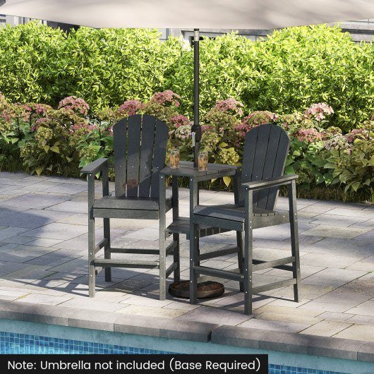 2-Seat Adirondack Chair All-Weather Adirondack Chair with Double Connecting Tray-Gray