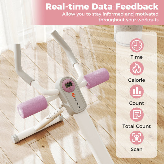 Adjustable Abdominal Trainer Ab Workout Machine Foldable Ab Cruncher-White