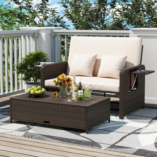 Premium Adjustable Outdoor Patio Daybed Set with Cushions and Storage Ottoman