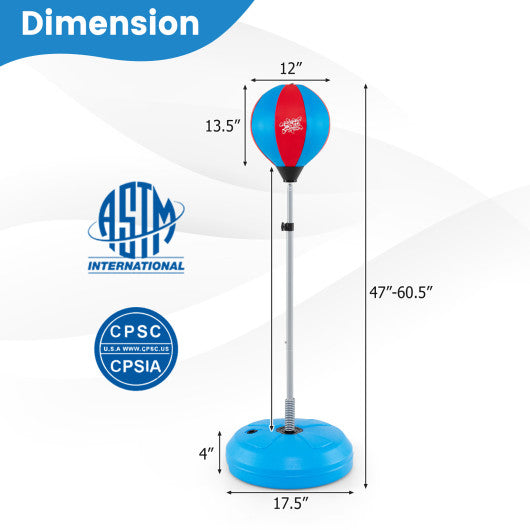 Adjustable Punching Bag with Stand and Boxing Gloves for Both Adults and Kids-Blue