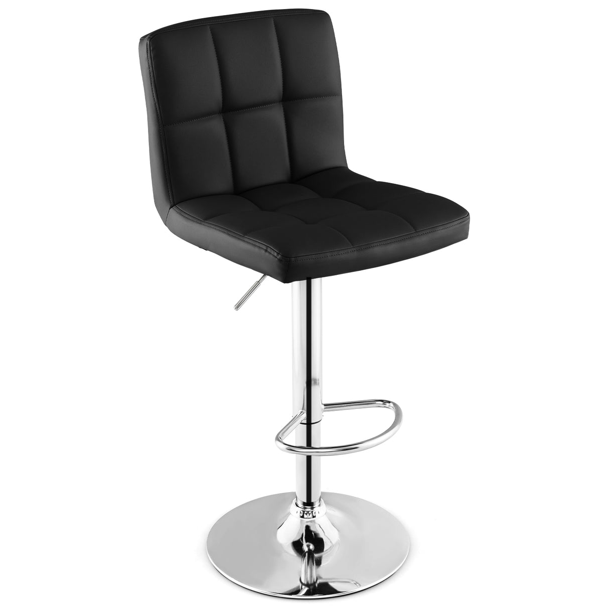 Adjustable Swivel Bar Stool with PU Leather-White