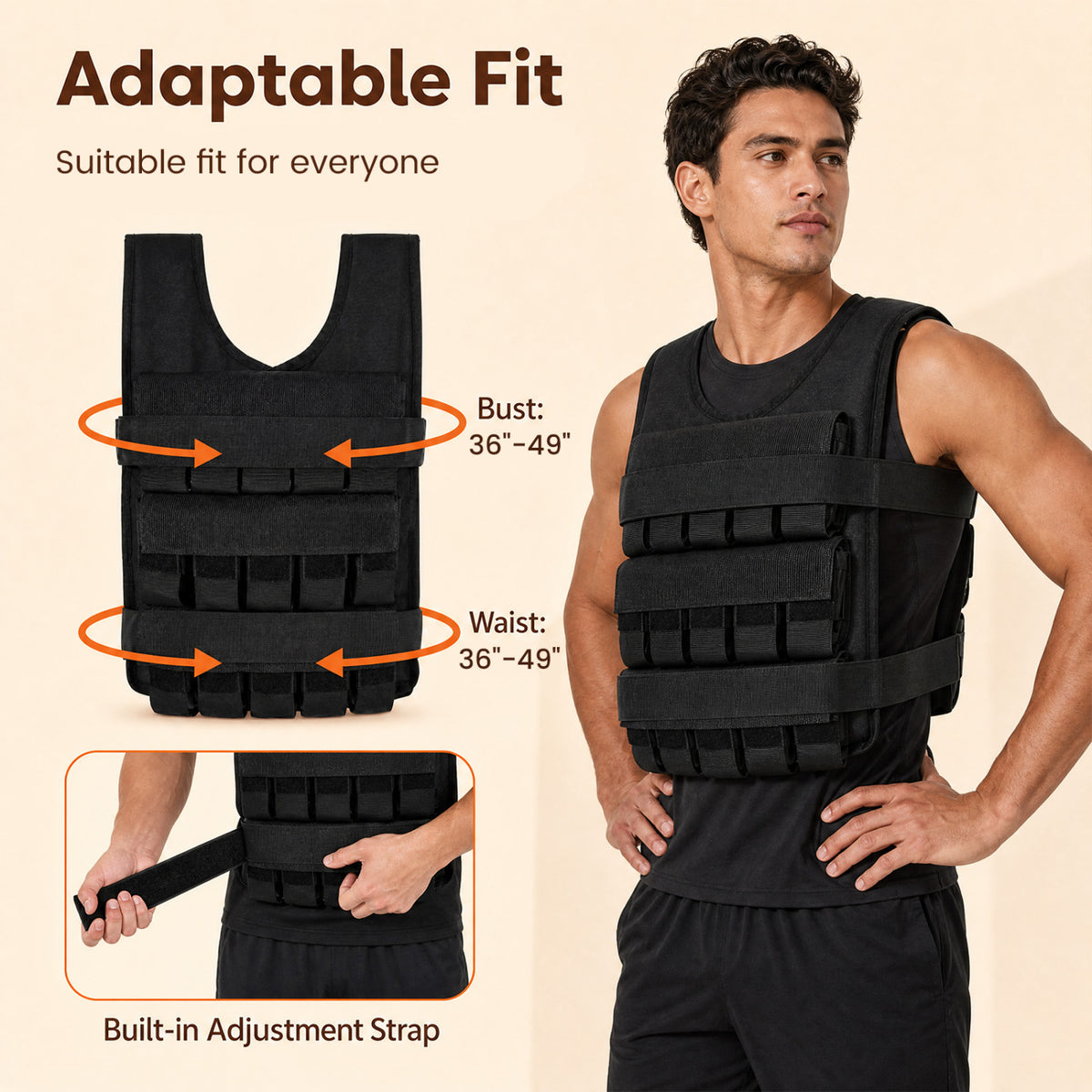 Adjustable Weighted Vest for Men and Women with Removable Iron Weights-44 lbs and S Size