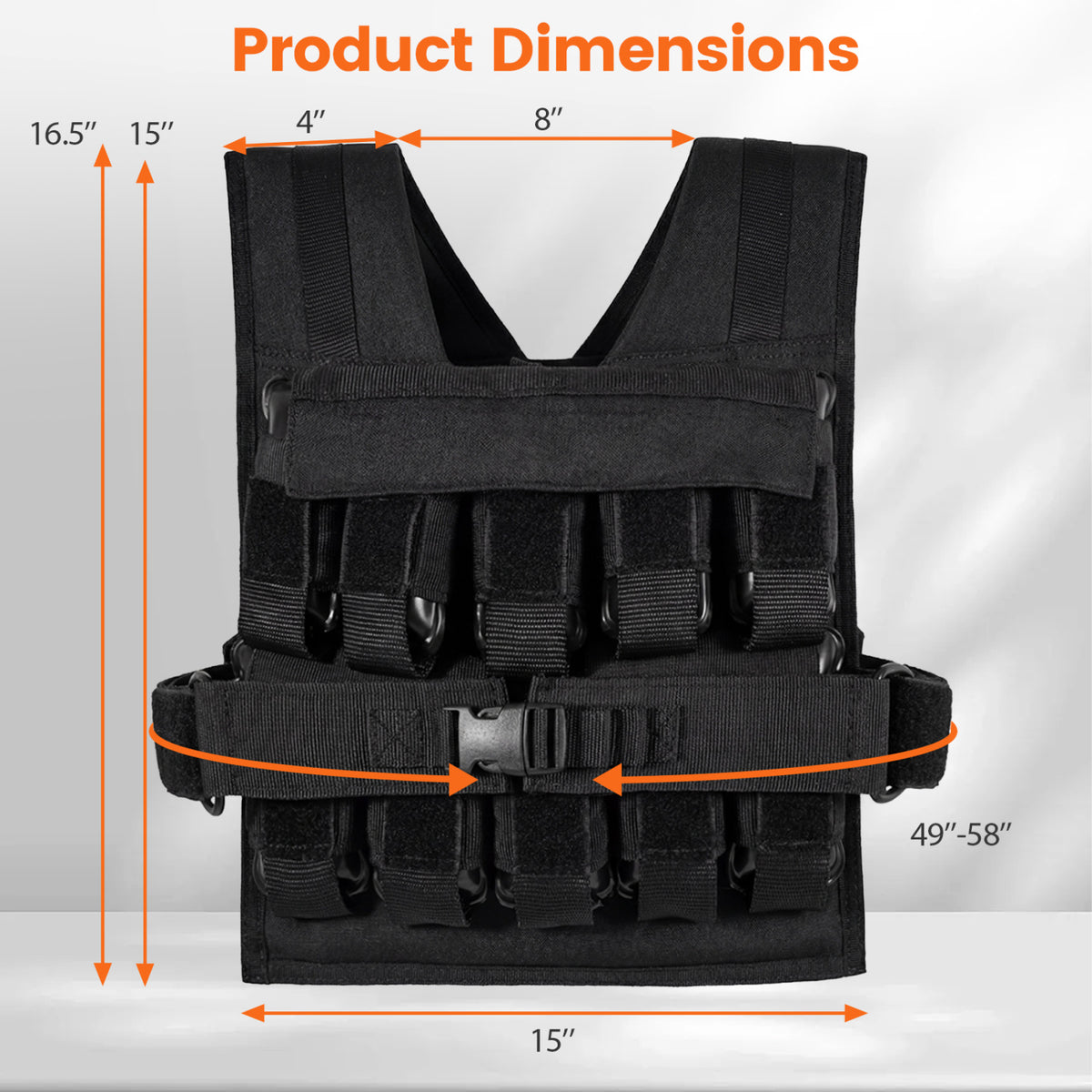 Adjustable Weighted Vest for Men and Women with Removable Iron Weights-44 lbs and L Size