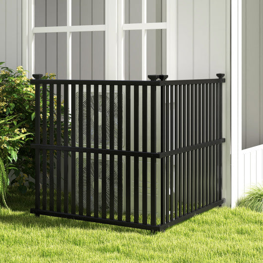 Air Conditioner Fence Panel with Metal Ground Stakes for Outside-Black