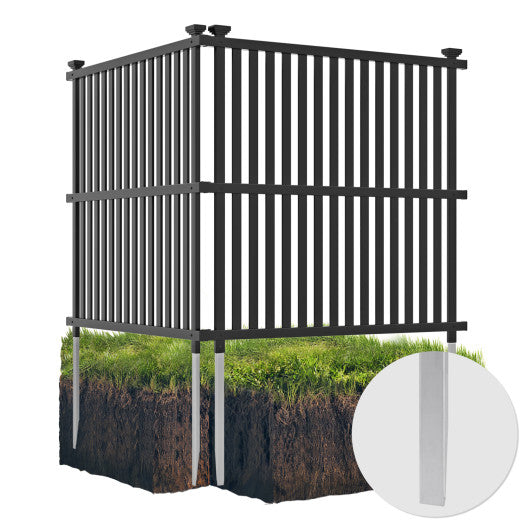 Air Conditioner Fence Panel with Metal Ground Stakes for Outside-Black