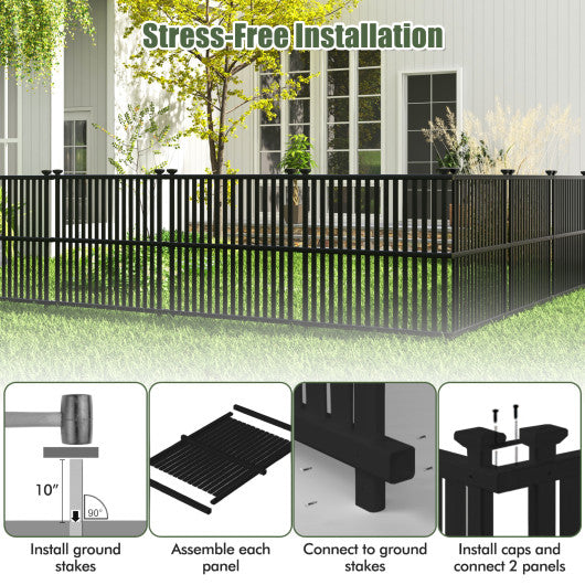 Air Conditioner Fence Panel with Metal Ground Stakes for Outside-Black