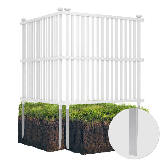Air Conditioner Fence Panel with Metal Ground Stakes for Outside-White