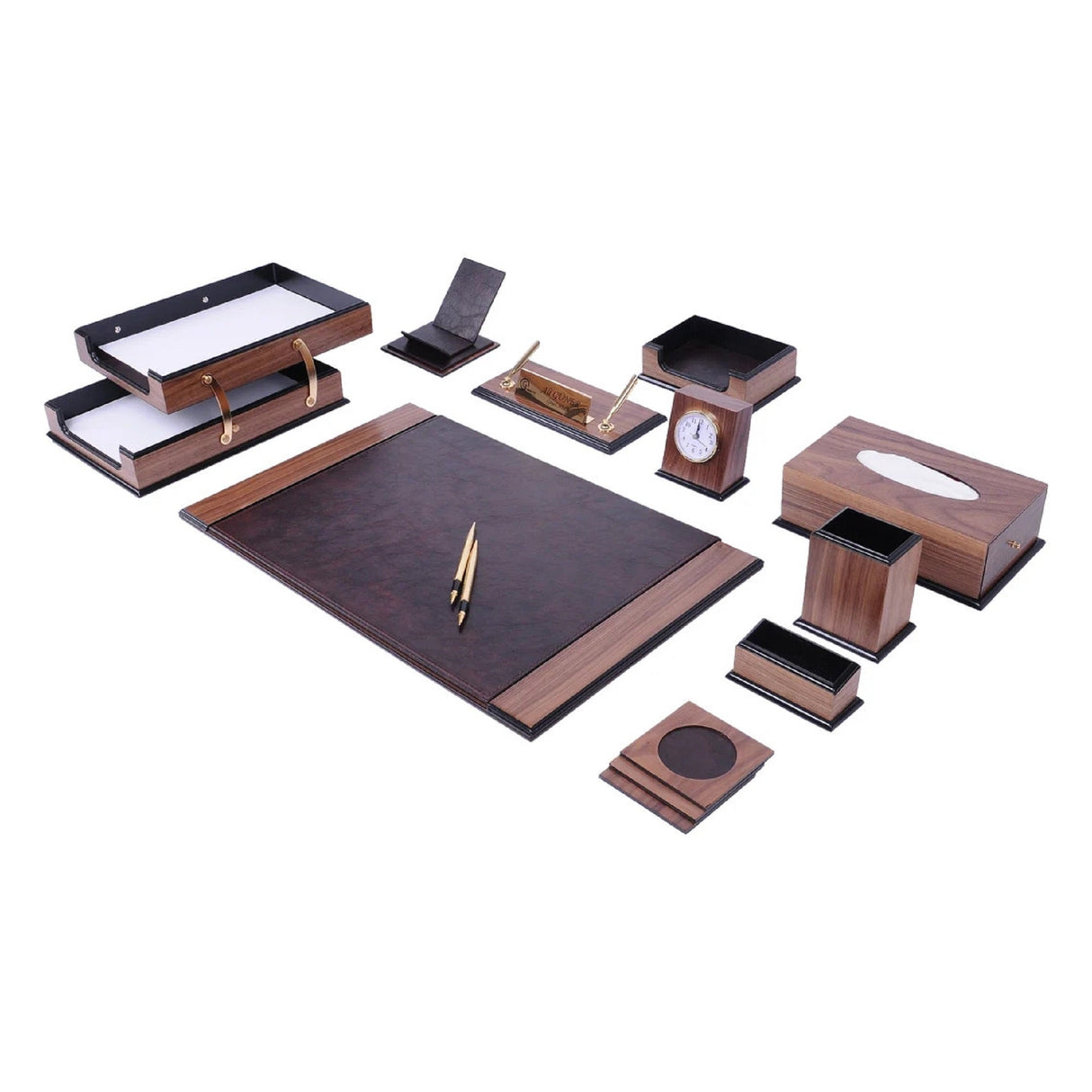 MOOG Prestige Wood Desk Set - Walnut- 12PCS