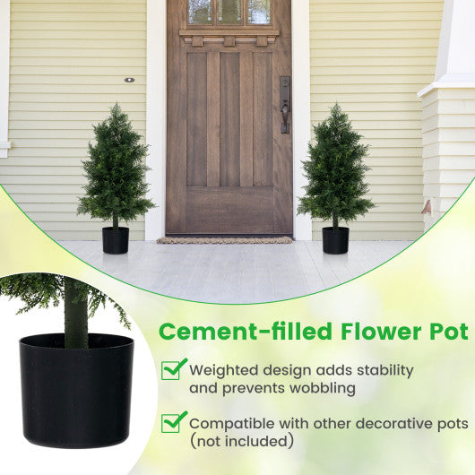Artificial Cedar Topiary Tree with Plastic Nursery Pot for Porch and Office