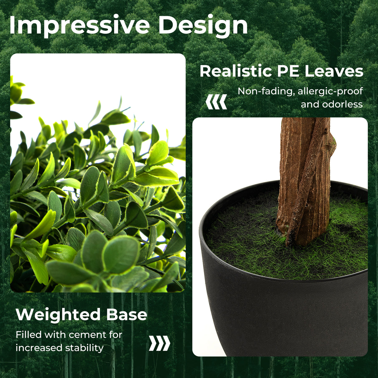 40 Inch Artificial Boxwood Topiary Ball Tree for Front Porch Patio Home-Green