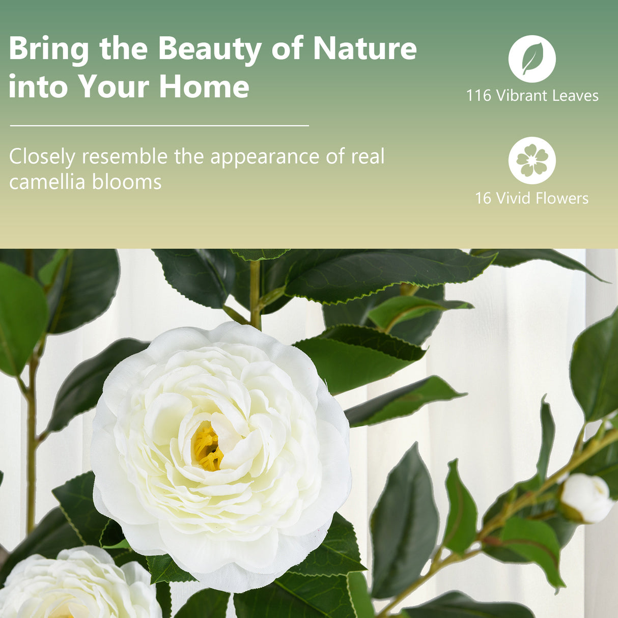 36 Inch Artificial Camellia Tree with Blooming Flower 1 Pack-White