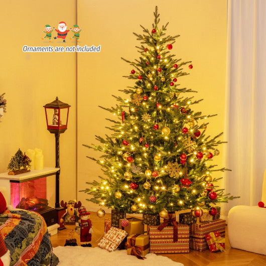 Artificial Christmas Tree with Branch Tips and Warm White LED Lights-7 Feet