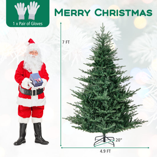 Artificial Christmas Tree with Branch Tips and Warm White LED Lights-7 Feet