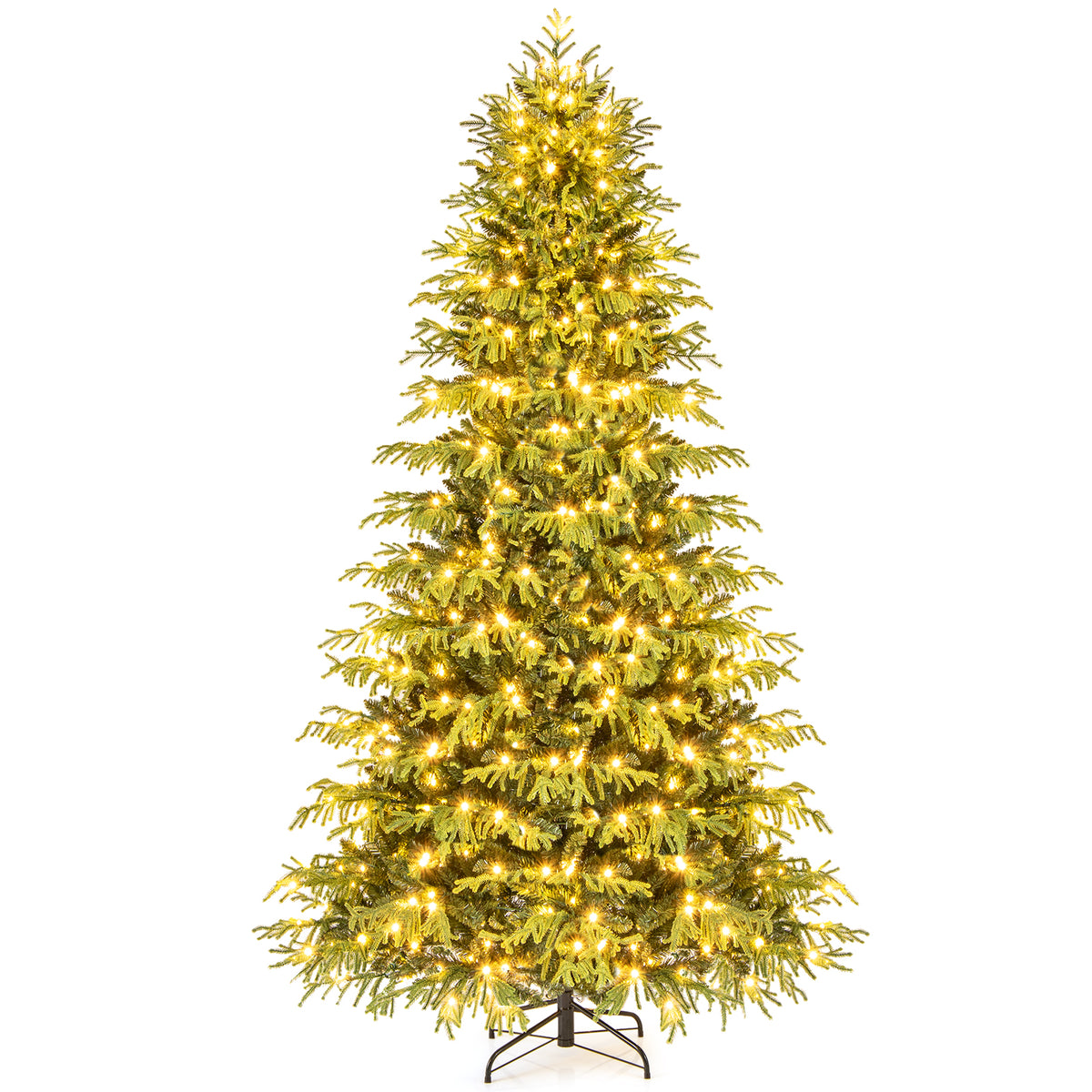 Artificial Christmas Tree with LED Lights and PVC Mixed Branch Tips-8 Feet