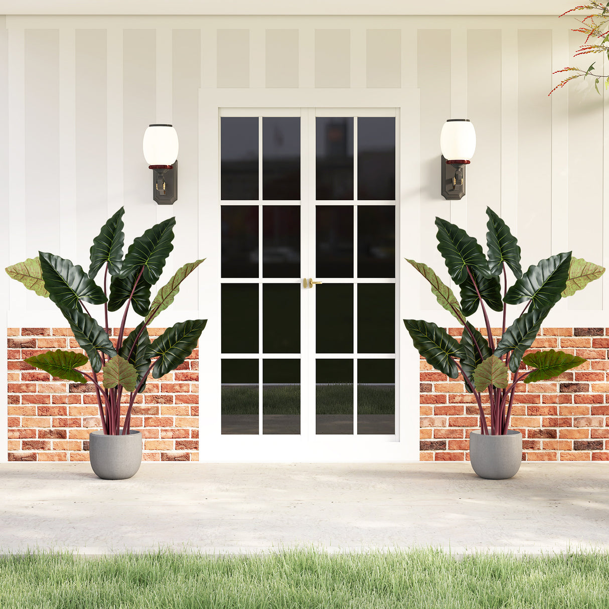 Artificial Rainbow Taro Tree 63" Tall with 11 Faux Leaves-1 Pack