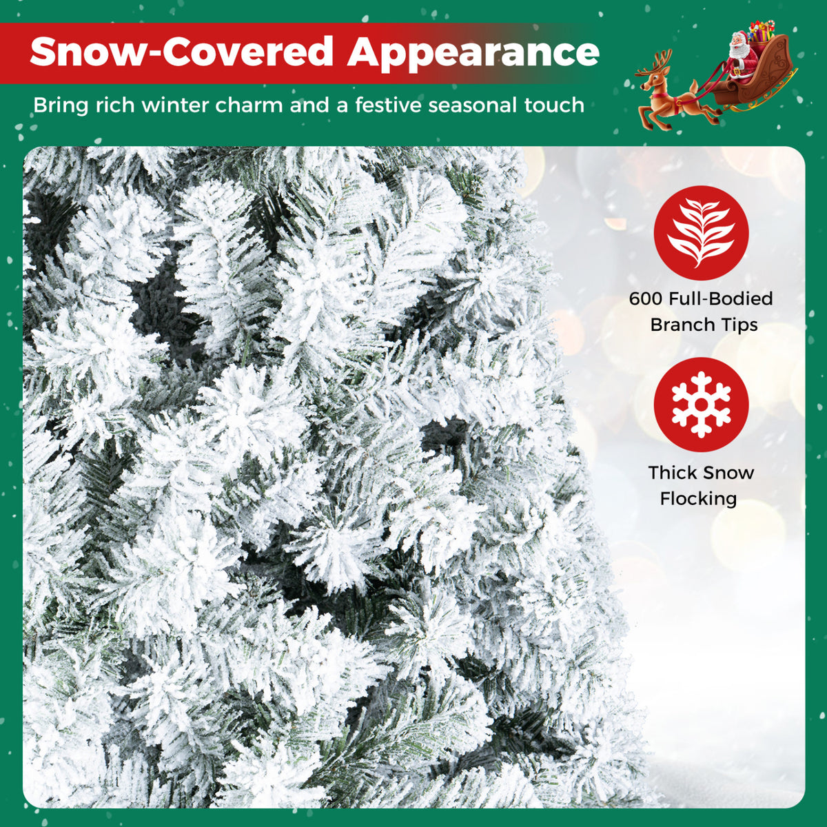 Artificial Snow-Flocked Christmas Tree with Branch Tips-6 ft