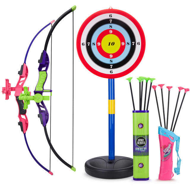 Contixo Kids Bow and Arrow Archery Set - Outdoor Toy, Safe Suction Cup Arrows, Ages 6-13 - Pink by Contixo