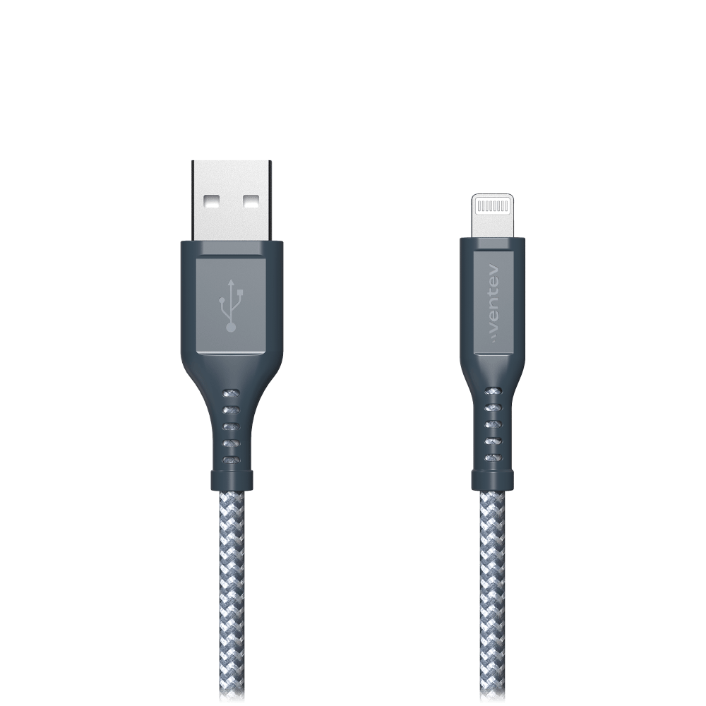 Ventev High Speed USB A to Apple Lightning Braided Cable with 2x the Copper for Faster Charging 6ft by Ventev
